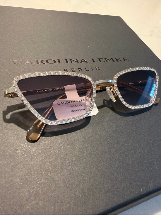 Carolina Lemke Accessories - NEW Carolina Lemke Berlin Crystal Rhinestone Twiggy Gold Sunglasses Statement